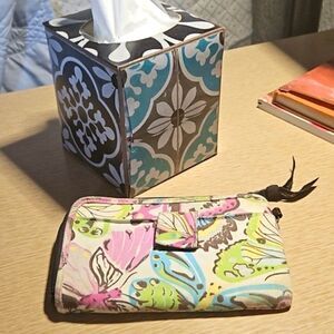 Thirty-One Canvas Wallet Butterflies & Flowers